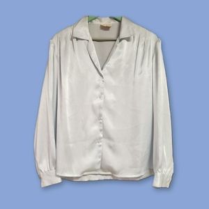 90s Siren Mermaidcore Muted Blue Satin Oversized Top